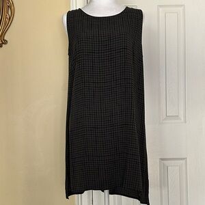 Eileen Fisher Grid Printed Silk Crepe Tank/Dress